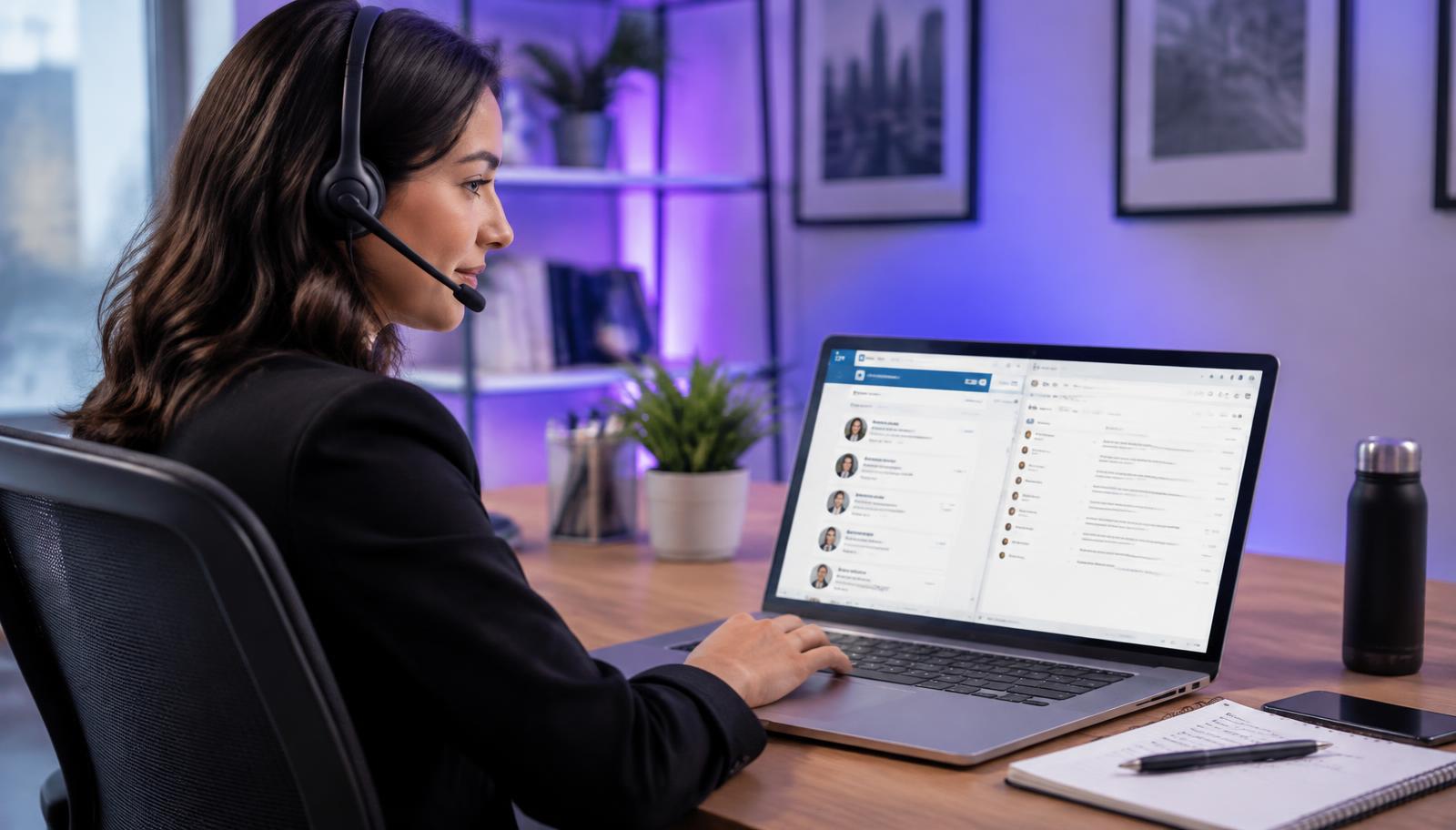 Business development representative prospecting on LinkedIn and email with a headset