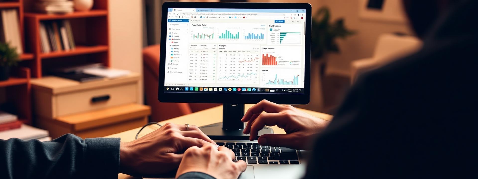Person working at a laptop with email analytics visible